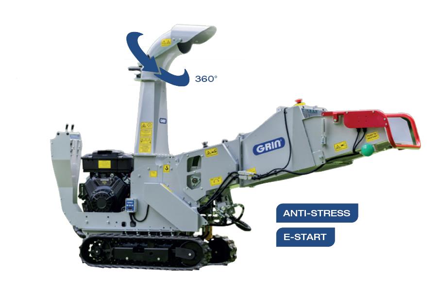 GRIN Broyeur de branches pro sur chenilles BIOCH120 CROSS, Ø des branches -120mm, B&S Vanguard 23CV