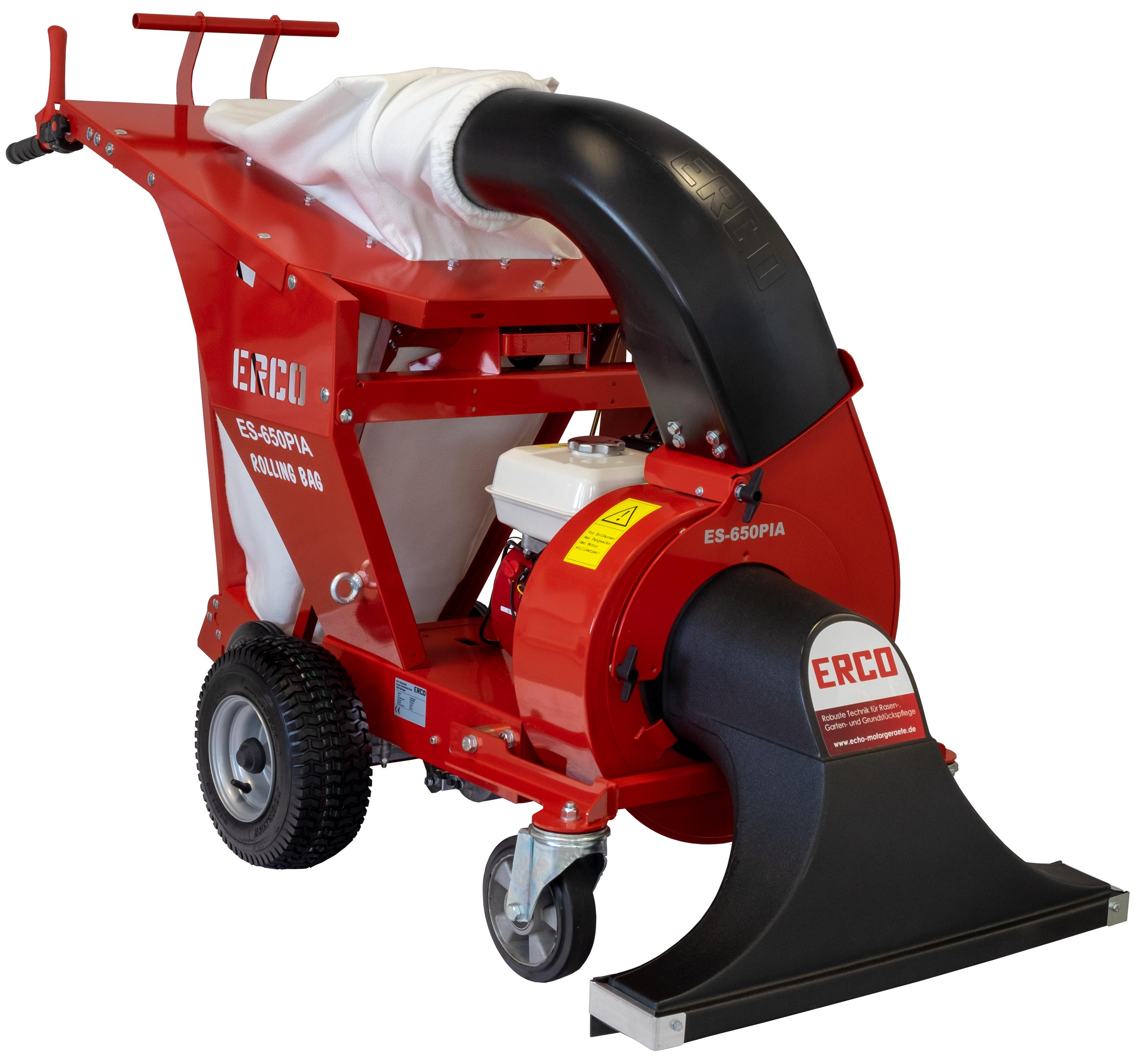 ERCO Aspirateur à feuilles tracté silencieux Honda GX160 avec système de sacs roulants