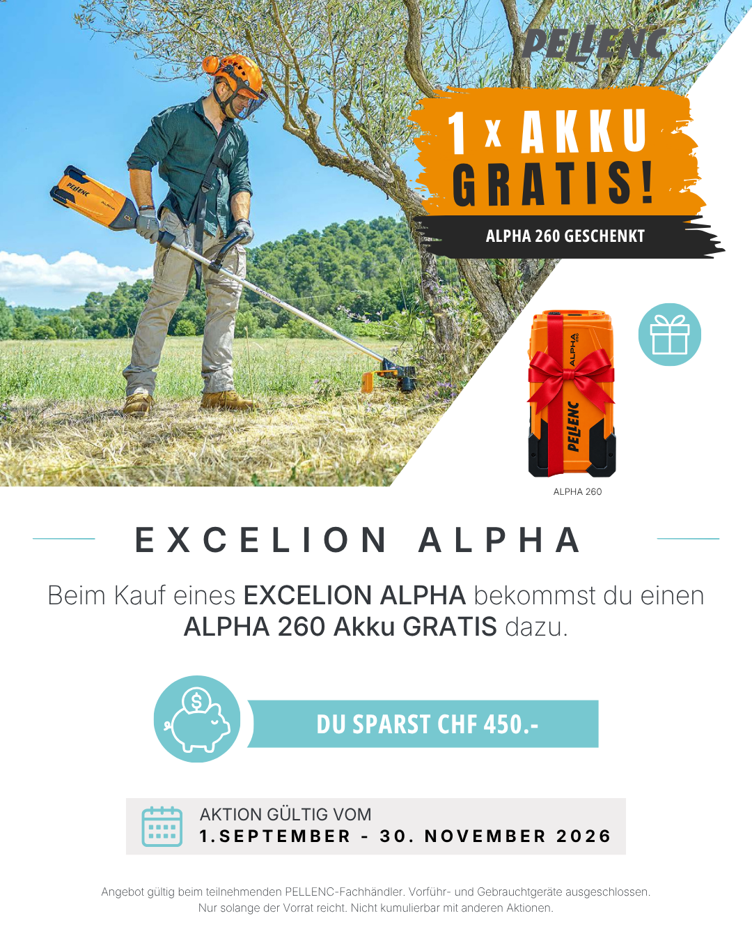 PELLENC EXCELION ALPHA Trimmer inkl. Fadenkopf ALPHA CUT