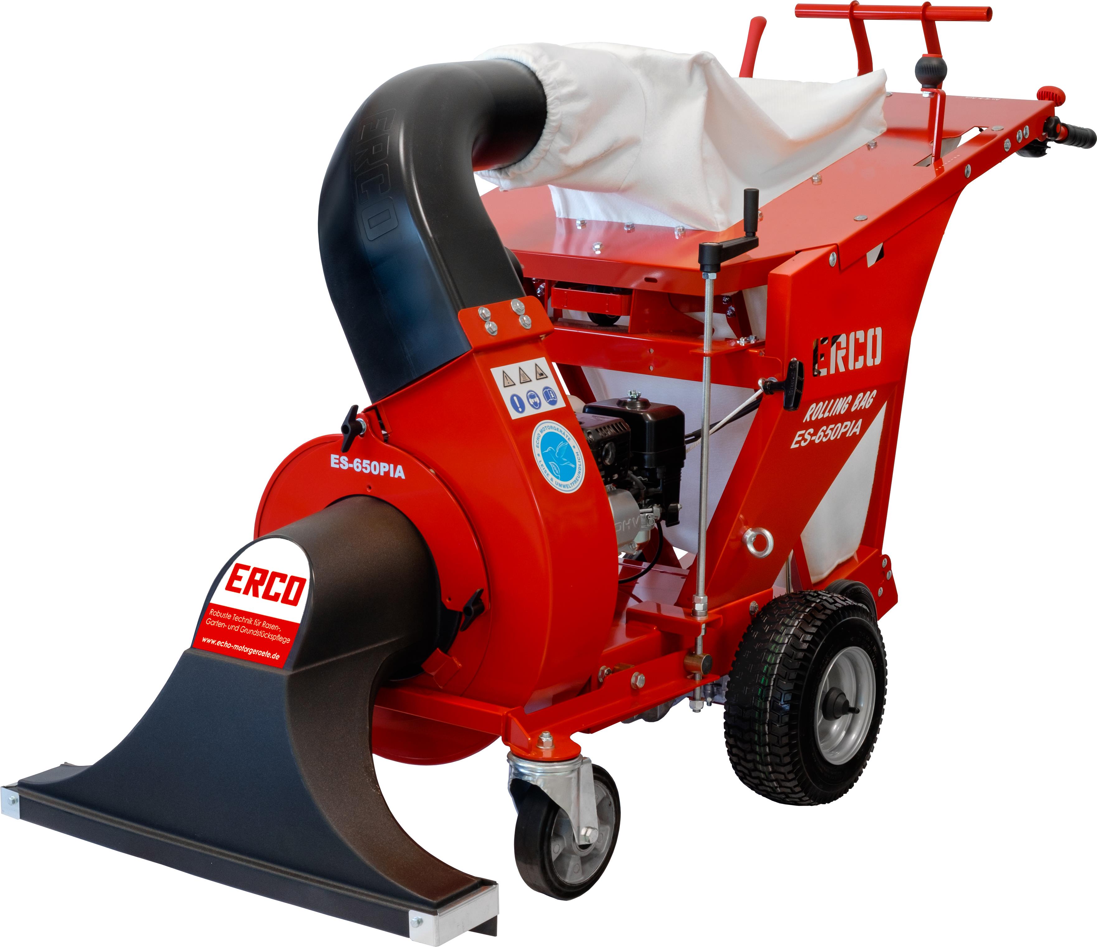 ERCO Aspirateur à feuilles tracté silencieux Honda GX160 avec système de sacs roulants