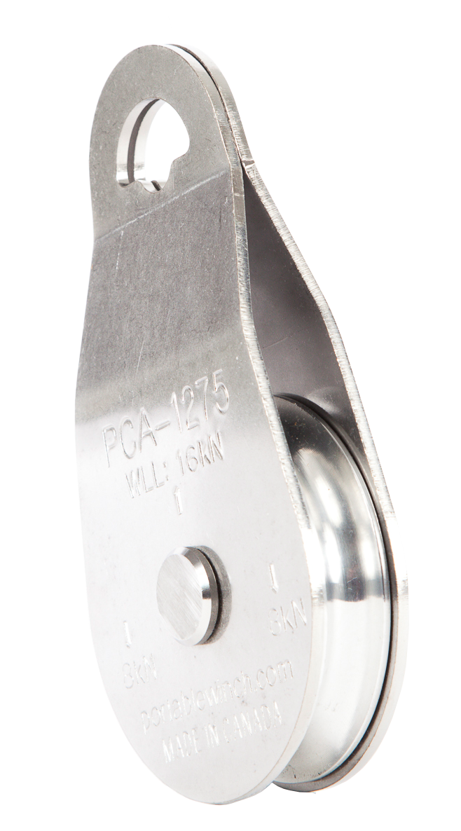 PORTABLE WINCH Umlenkrolle, Seitenabdeckung schwenkbar, Edelstahl rostfrei, 1 Aluminiumrolle mit 76 mm Ø