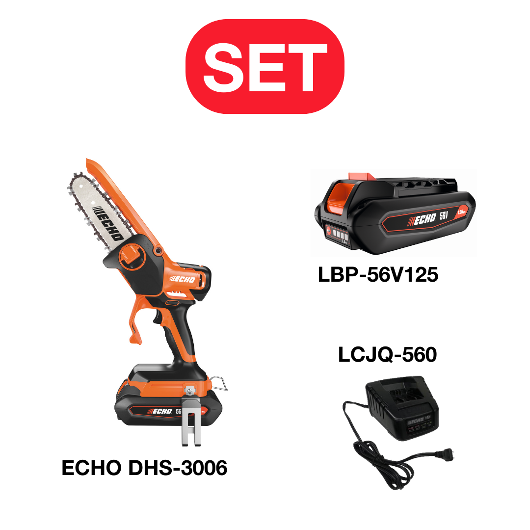 ECHO DHS-3006 SET Scie à main à batterie 50.4V, 15cm Guide avec batterie LBP-56V125 et chargeur LCJQ-560