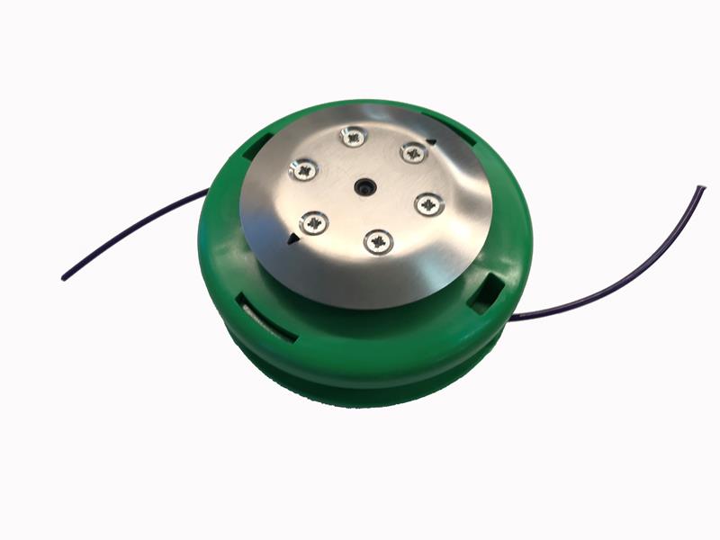 PRO-INOX Tête à fil semi-auto avec plaque Inox Ø 9cm pour adaptateur, fil Ø 3mm, 7m, œillet Inox Ø 5.5mm